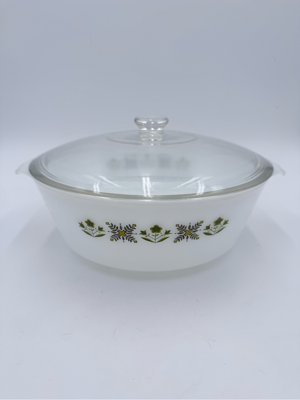 Vintage Fire King 3 Quart Green Meadow #439 Casserole Dish With Lid